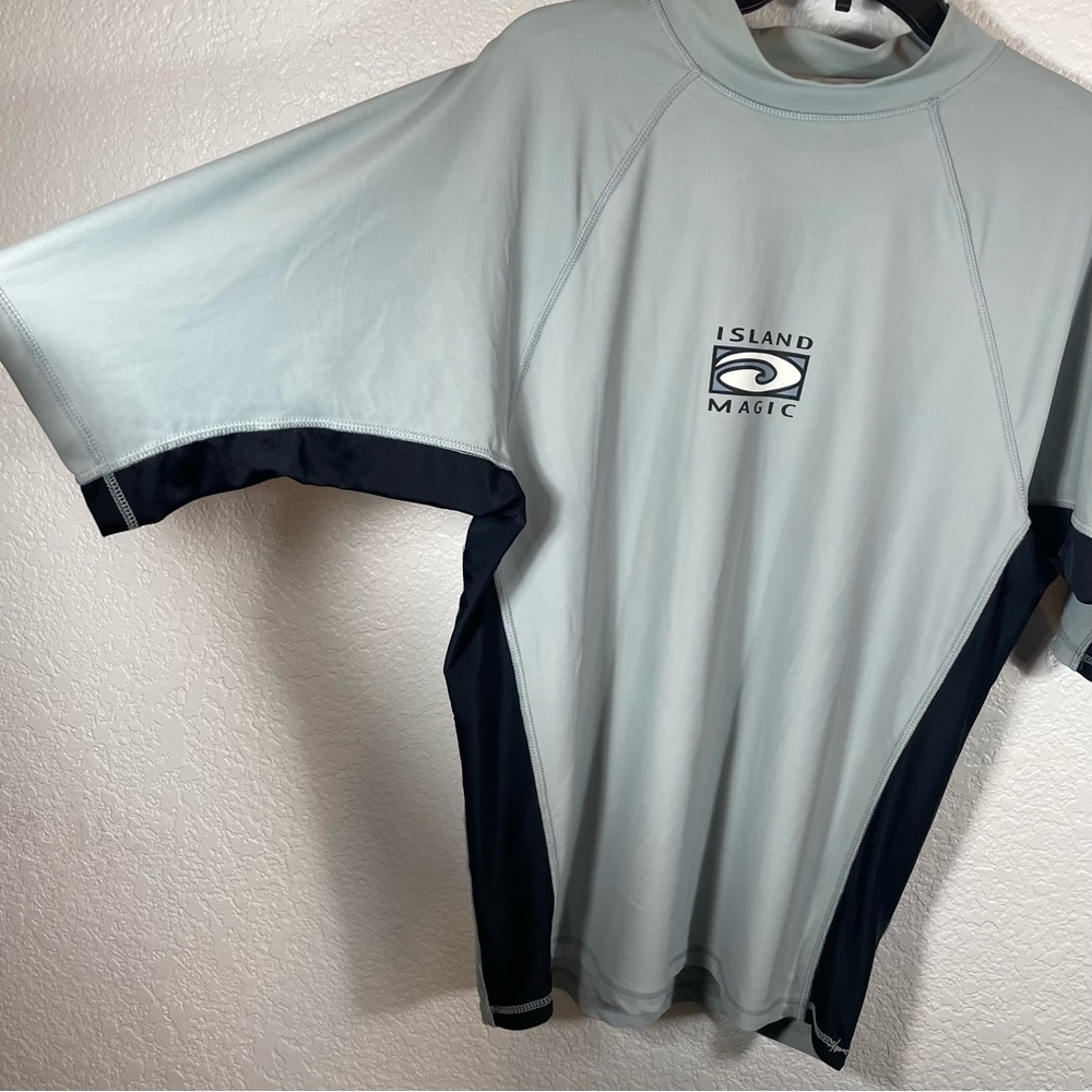 Island Magic Surf Shirt Rash Guard Short Sleeve Mock Neck Sun Protection-2XL